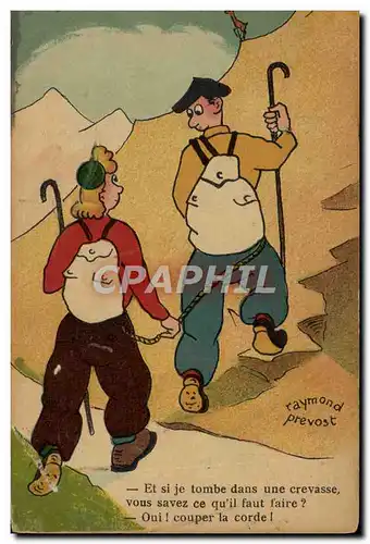 Ansichtskarte AK Fantaisie Illustrateur Raymond Prevost Alpinisme
