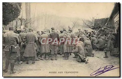 Cartes postales Militaria Messe Aux Tranchees