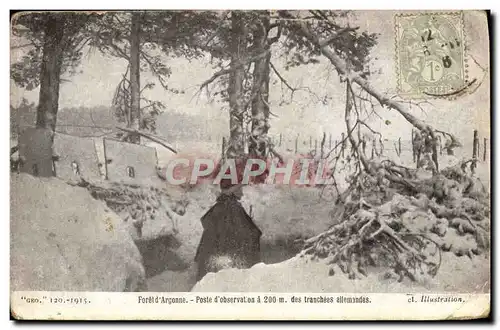 Ansichtskarte AK Militaria Foret D&#39Argonne Poste D&#39Observation a 200m des tranchees allemandes