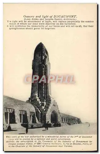 Cartes postales Militaria Ossuary And Light Of Douaumont