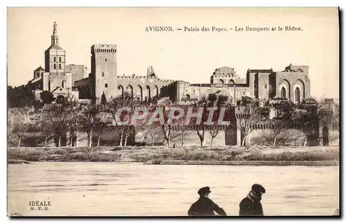 Cartes postales Avignon Palais Des Papcs les Remparts Et Le Rhone