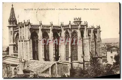 Ansichtskarte AK La Cite De Carcassonne Cathedrale Saint Nazaire Porte gothique