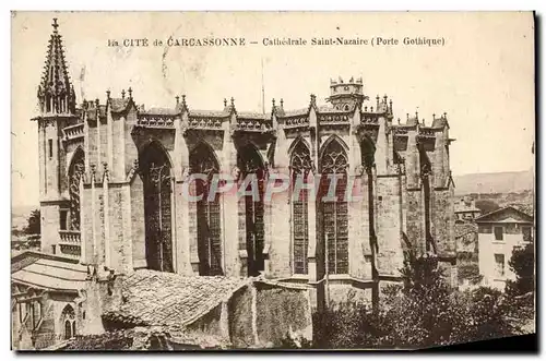 Cartes postales La Cite De Carcassonne Cathedrale Saint Nazaire Porte gothique