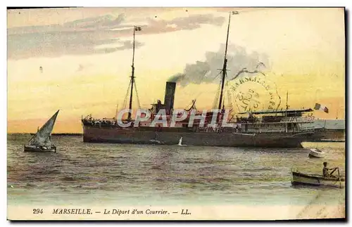 Ansichtskarte AK Bateau Marseille Le depart d&#39un courrier