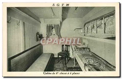 Cartes postales Bateau Paquebot SGTM Cabine de 2eme classe a 2 places