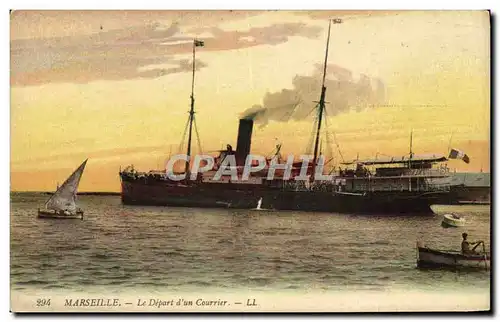 Cartes postales Bateau Marseille Le depart d'un courrier
