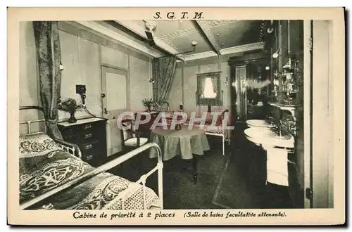 Cartes postales Bateau Paquebot SGTM Cabine de priorite a 2 places Salle de bains