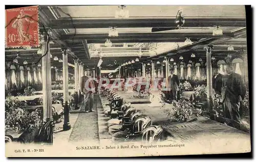 Cartes postales Bateau Paquebot St Nazaire Salon a bord d&#39un paquebot transatlantique