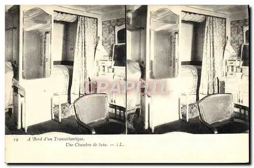 Cartes postales Bateau Paquebot Transatlantique Une chambre de luxe