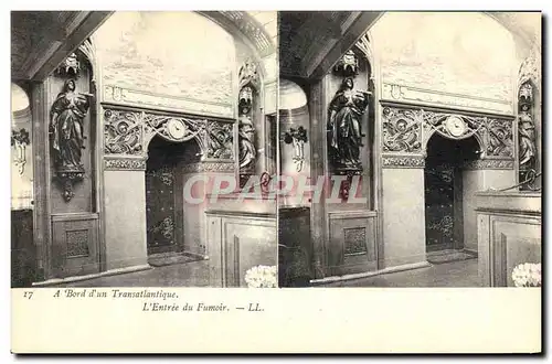 Cartes postales Bateau Paquebot Transatlantique L'entree du fumoir