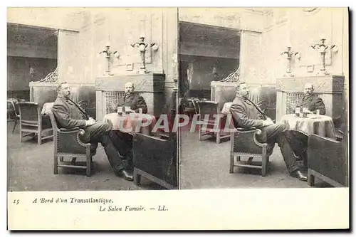 Cartes postales Bateau Paquebot Transatlantique Le Salon fumoir Tabac