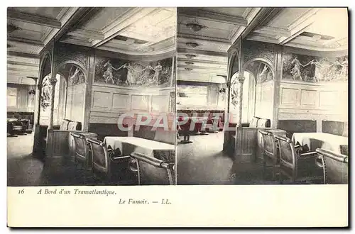Cartes postales Bateau Paquebot Transatlantique La fumoir Tabac