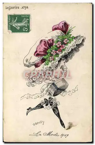 Cartes postales Fantaisie Illustrateur Roberty Femme la mode 1909 Chapeau