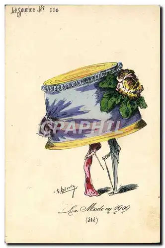 Cartes postales Fantaisie Illustrateur Roberty La mode 1909 Femme Chapeau