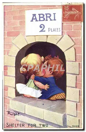 Cartes postales Fantaisie Illustrateur Right Enfants Abri Shelter for two