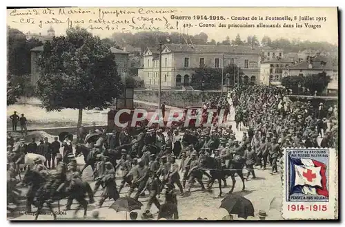 Ansichtskarte AK Militaria Combat de la Fontenelle Convoi des prisonniers allemands dans les Vosges Vignette Croi