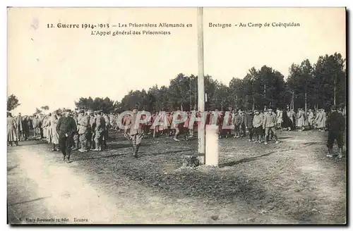 Cartes postales Militaria Les Prisonniers allemands en Bretagne Au camp de Coetquidan L&#39appel general des pri