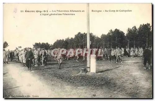 Cartes postales Militaria Les Prisonniers allemands en Bretagne Au camp de Coetquidan L'appel general des pri