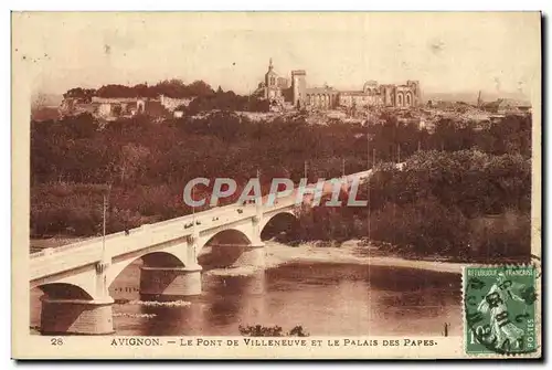 Ansichtskarte AK Avignon Le Pont De Villeneuve Et Le Palais Des Papes