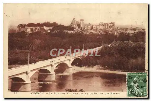 Cartes postales Avignon Le Pont De Villeneuve Et Le Palais Des Papes