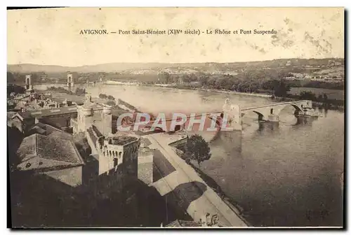 Cartes postales Avignon Pont Saint Benezet Le rhone et le pont suspendu