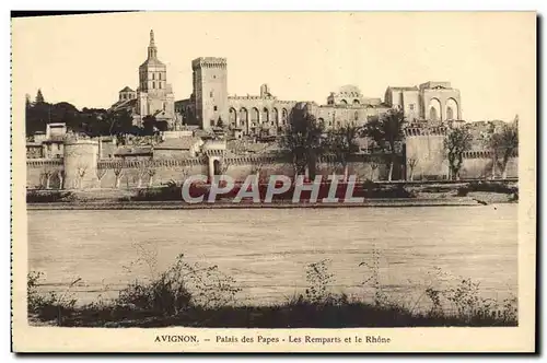 Cartes postales Avignon Palais des Papes Les Remparts et le Rhone