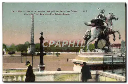 Cartes postales Paris Place de la Concorde Vue Prise des Jardins des Tuilleries