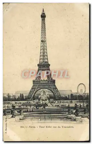 Cartes postales Paris Tour Eiffel Vue du Trocadero