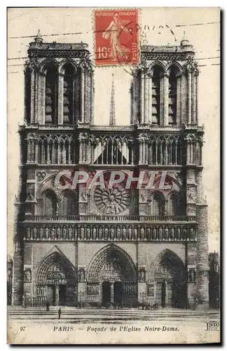 Cartes postales Paris Facade de L&#39Eglise Notre Dame
