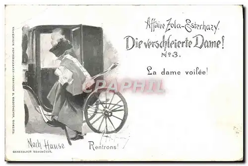 Cartes postales Affaire Dreyfus Zola Estehazy La dame voilee