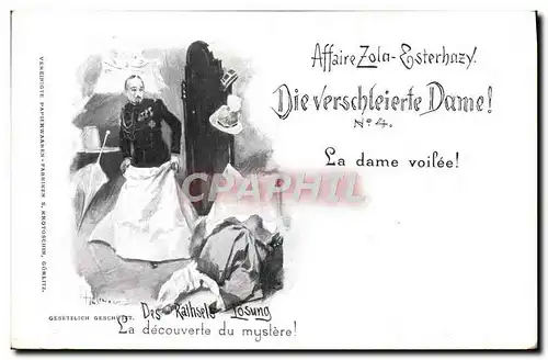 Cartes postales Affaire Dreyfus Zola Esterhazy La dame voilee