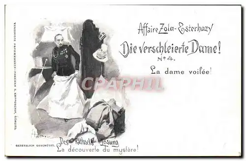 Cartes postales Affaire Dreyfus Zola Esterhazy La dame voilee