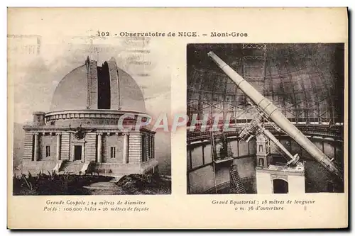 Cartes postales Observatoire De Nice Mont Gros Grande coupole Grand Equatorial