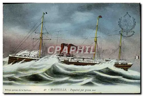 Ansichtskarte AK Bateau Paquebot par grosse mer Marseille