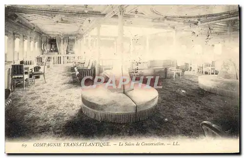 Cartes postales Bateau Paquebot Compagnie transatlantique Le salon de conversation