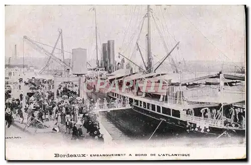 Cartes postales Bateau Paquebot Bordeaux Embarquement a bord de l'Atlantique