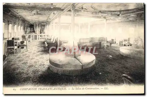 Cartes postales Bateau Paquebot Compagnie Transatlantique Le salon de conversation