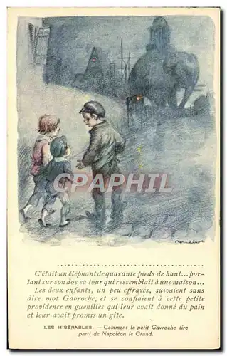 Cartes postales Illustrateur Poulbot Victor Hugo Les Miserables Elephant