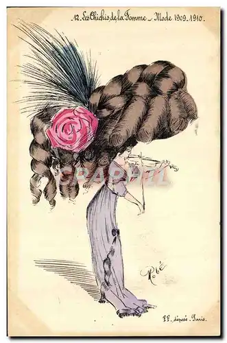 Ansichtskarte AK Fantaisie Illustrateur Femme Les chichis de la femme Mode 1909 1910 Coiffe Coiffeur