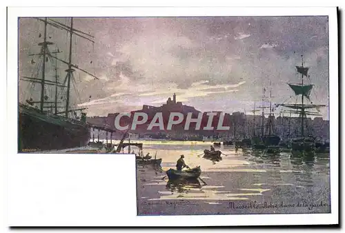 Cartes postales Fantaisie Illustrateur Casimir Raymond Marseille Notre Dame de la Garde Voilier Bateau