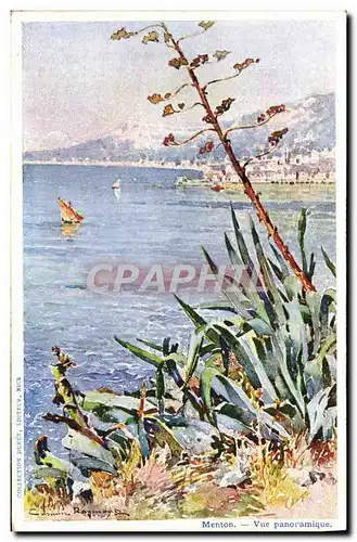 Cartes postales Fantaisie Illustrateur Menton Vue panoramique Casimir Raymond