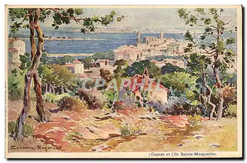 Cartes postales Fantaisie Illustrateur Casimir Raymond Cannes et l&#39ile Sainte Marguerite