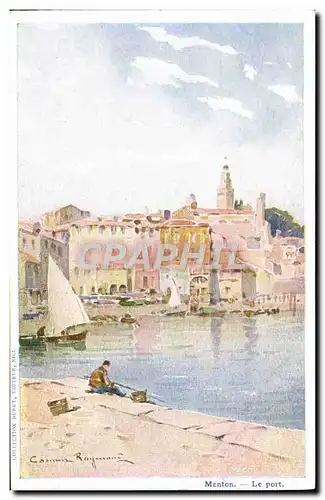 Cartes postales Fantaisie Illustrateur Casimir Raymond Menton Le port Bateau Peche Pecheur