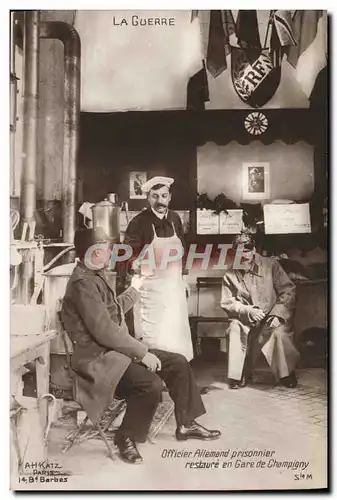 Ansichtskarte AK Militaria Officier allemand restaure en gare de Champigny