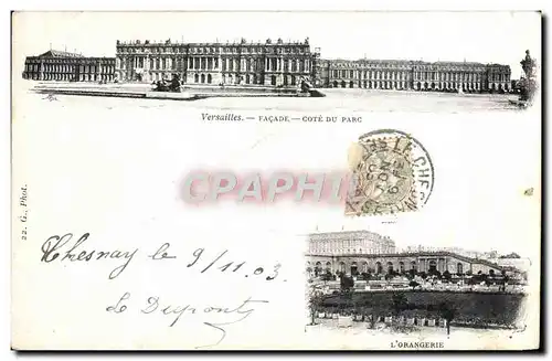 Cartes postales Versailles Facade Cote Du Parc L&#39orangerie