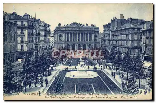 Ansichtskarte AK Marseille Le Square De La Bourse et monument de Pierre Pugel