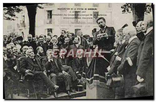 Ansichtskarte AK Militaria Inauguration de la statue de Garibaldi Le President du Conseil municipal Lefevre prono