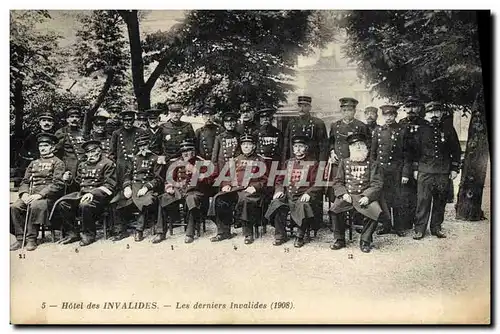 Cartes postales Militaria Hotel des Invalides Paris Les derniers invalides 1908