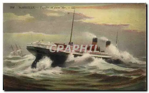 Cartes postales Bateau Paquebot en pleine mer Marseille