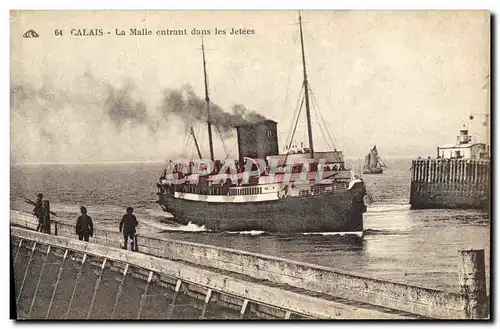 Ansichtskarte AK Bateau Paquebot Calais La malle entrant dans les jetees